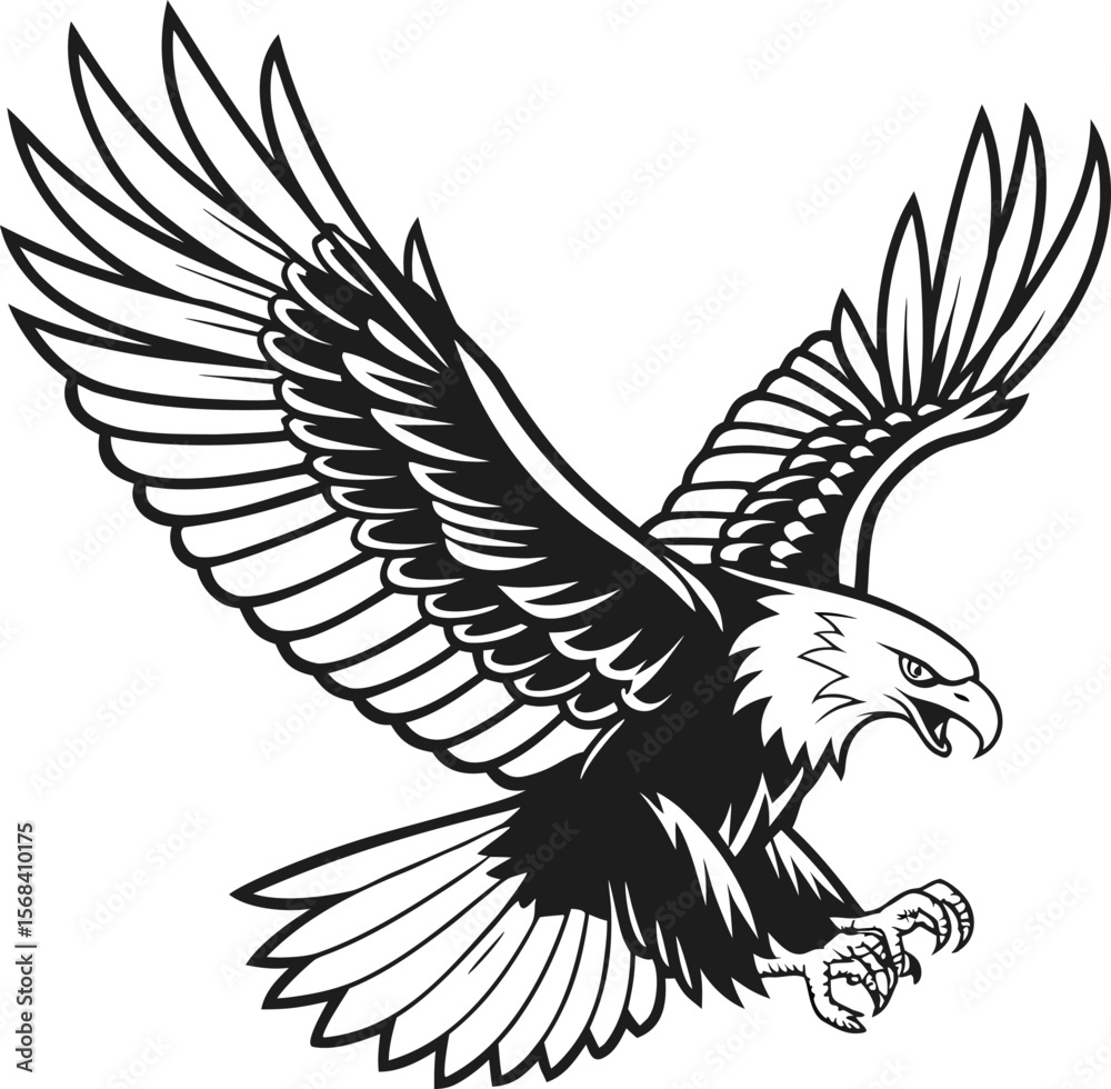 Fototapeta premium Eagle Vector Art Illustration Silhouette Logo Style