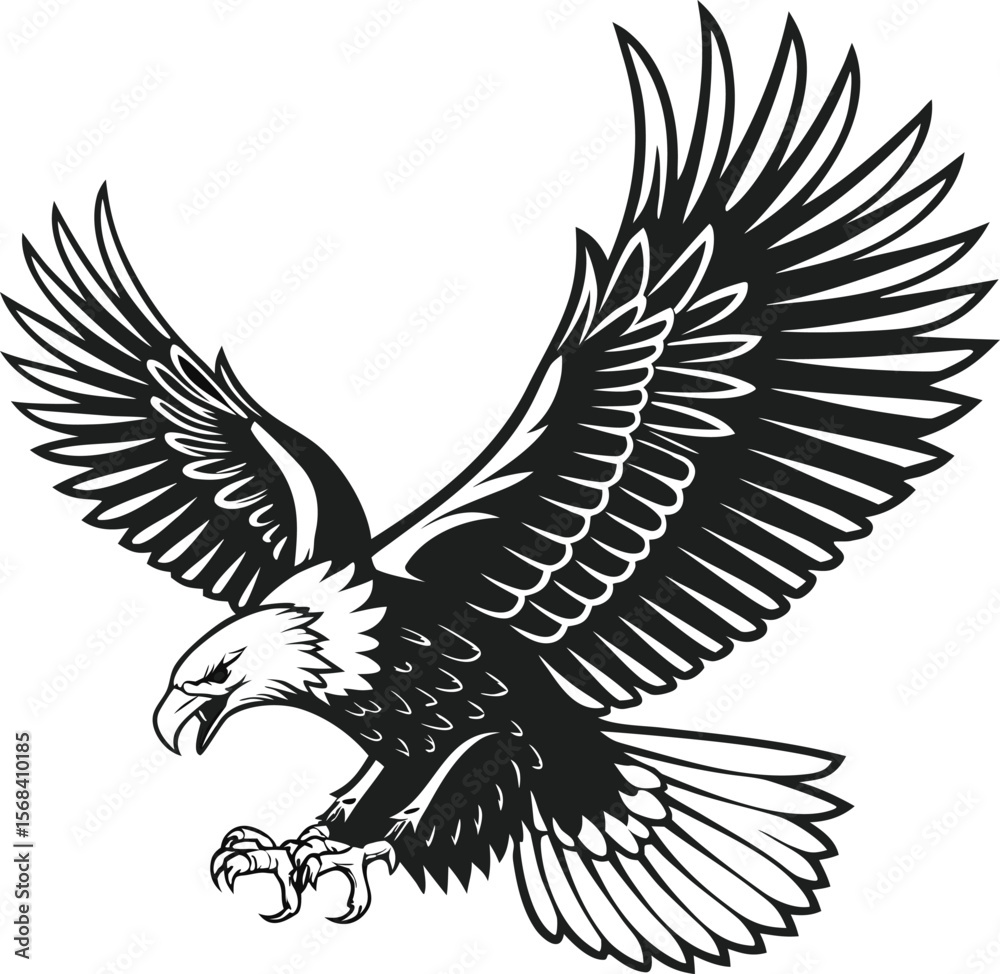 Fototapeta premium Eagle Vector Art Illustration Silhouette Logo Style