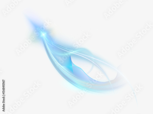 Vector illustration of glowing blue magic swirl with smooth curves and shining sparks on white background. Light effect for design and illustrations