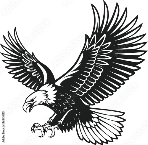 Eagle Vector Art Illustration Silhouette Logo Style