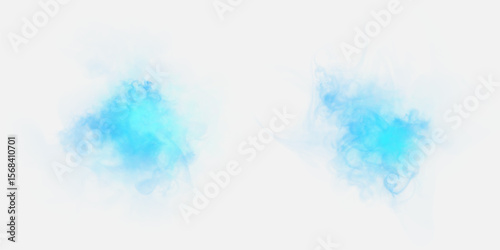 Vector special effect of blue steam, smoke, fog, clouds. Abstract gas on white background png, steam engine, vapor or explosive dust, dry ice effect, condensate, smoke. Vector 10 EPS
