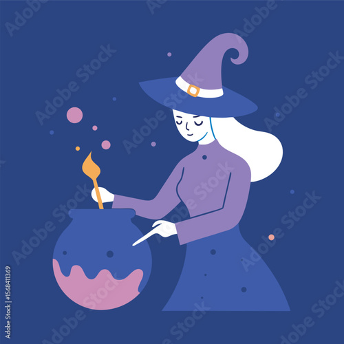Magic Cauldron Brew Under Star Light Silhouette