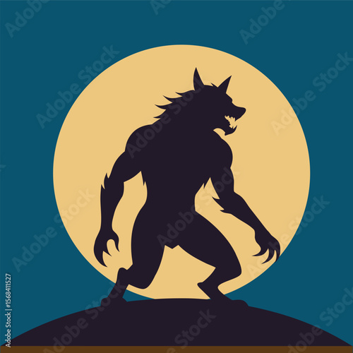 Werewolf Howling At Full Moon Silhouette