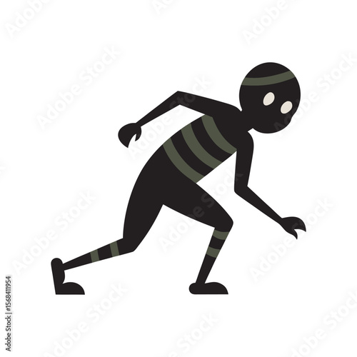 Mummy Wrapped In Bandages Walking Silhouette