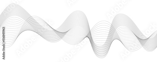 Abstract wave element for design. Digital frequency track equalizer. Stylized line art background. Wave lines smooth flowing dynamic isolated on white background. Technology,  music concept vector bac