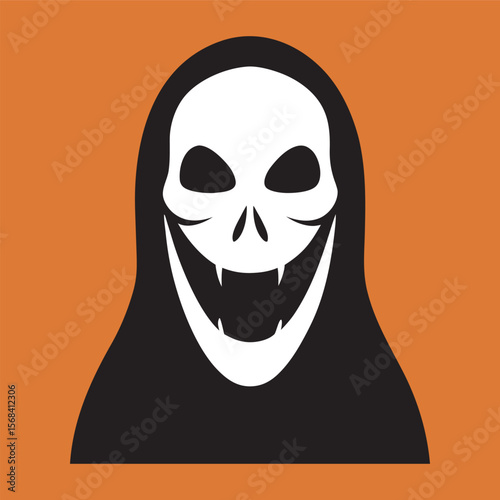 Halloween Mask With Evil Grin Silhouette