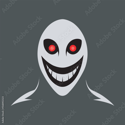 Halloween Mask With Evil Grin Silhouette Illustration