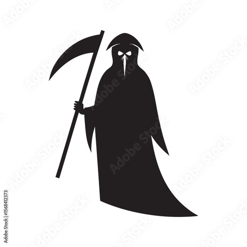 Grim Reaper Holding Scythe Silhouette