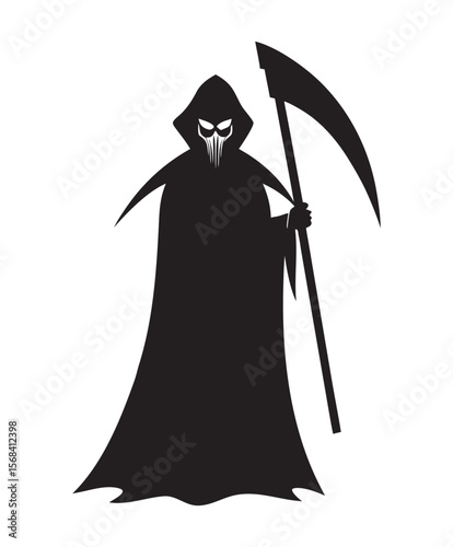 Grim Reaper Holding Scythe Silhouette Illustration