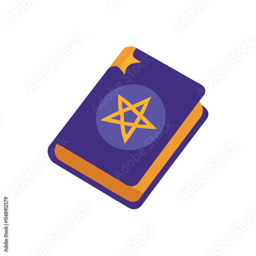 Spellbook with pentagram symbol for magic and witchcraft