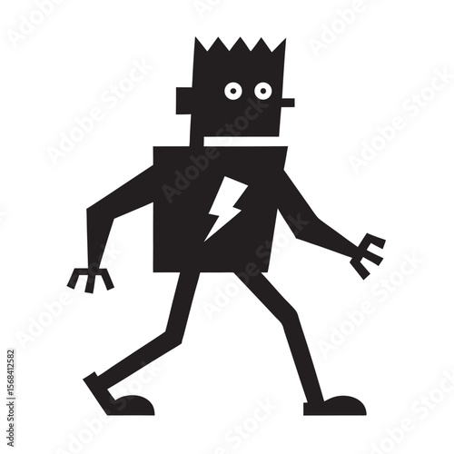 Frankenstein Monster Walking With Arms Out Silhouette Illustration
