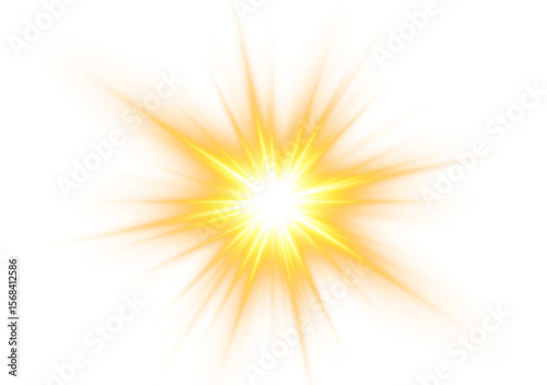 Transparent Sun PNG Image Bright, Golden Sunlight Burst for Design Projects. Sun beams, Yellow and white sun beams and sun burst transparent image isolated on white background
