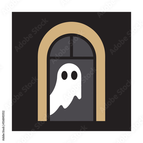 Ghost Peeking Through Window Silhouette Art