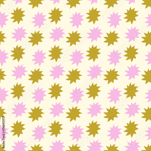 Seamless Pattern with Pink and Gold Stars