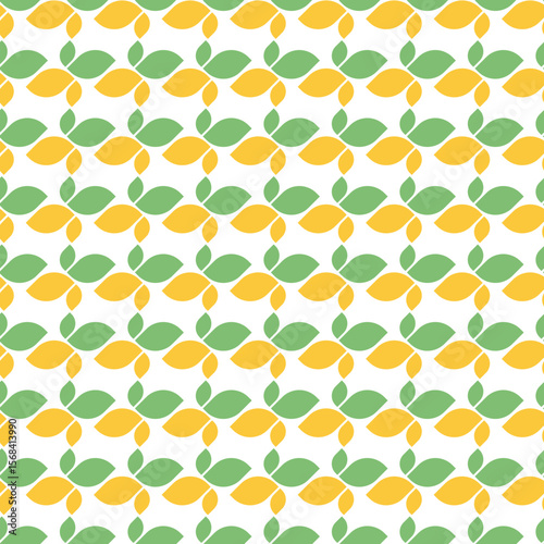Seamless Leaf Pattern in Green and Yellow