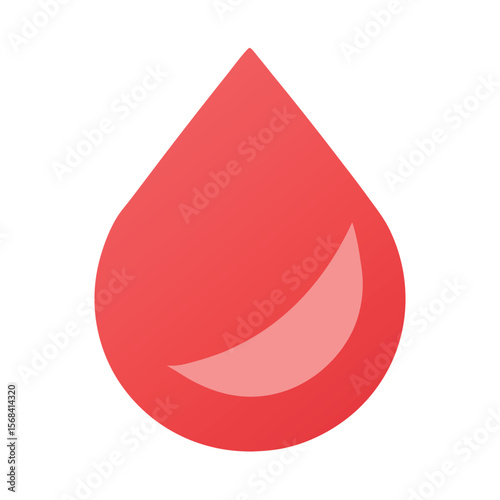 Single Red Blood Drop Icon on White Background