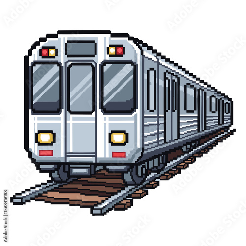 Pixel Art Subway Train: Transportation Icon Graphics