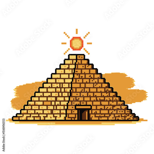 Pixel Art Pyramid: Sunlit Egyptian Monument Illustration