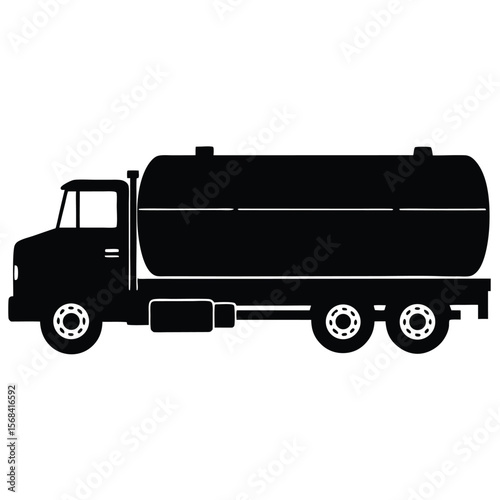 Black silhouette of a tanker truck vehicle transportation