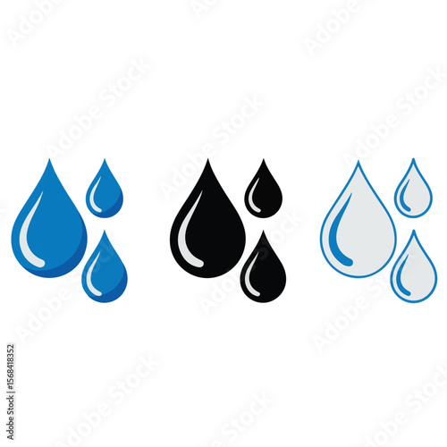Blue vector water drop icon illustrations