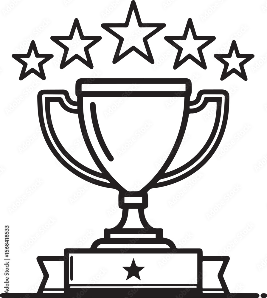 Gold trophy cup with ribbon symbolizing victory and achievement Gold trophy cup with ribbon symbolizing victory and achievement