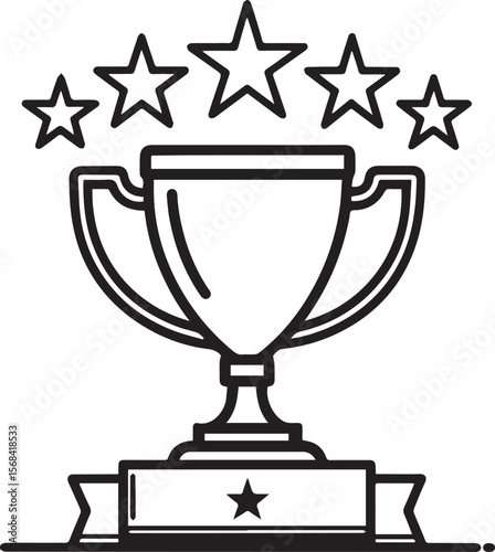Gold trophy cup with ribbon symbolizing victory and achievement