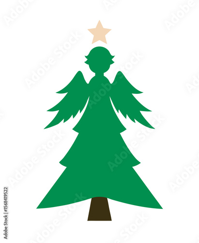 Christmas Tree With Angel Topper Silhouette