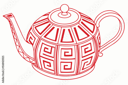 highly detailed, rendered, hyper-realistic, teapot, orange, red, gradient, minimalist, geometric, bold, striking, 3d, intricate, high quality