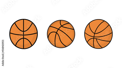 three basketball icons with different patterns sports equipment vector illustration