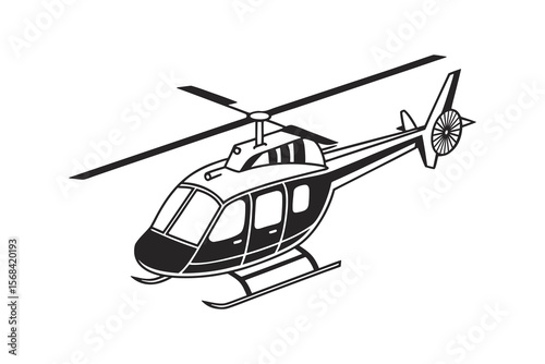 helicopter vector illustration with skids tail rotor flight design