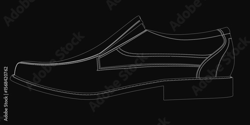 Classic lace-up shoes with rounded toe and low heel, featuring light-colored upper and dark sole. Detailed stitching and contrasting laces enhance the elegant design on a black background.
