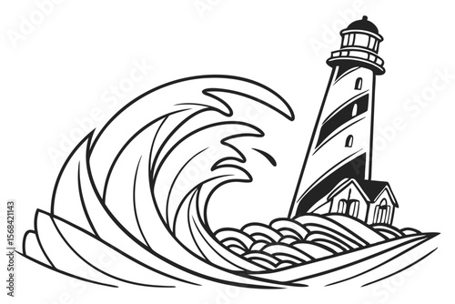 a simple modern abstract wave illustration, minimalist black and white line art, geometric linework, minimalist vector graphic, sleek and stylistic graphic design