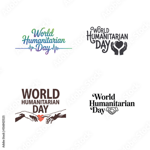 World Humanitarian Day logos with symbolic imagery typography