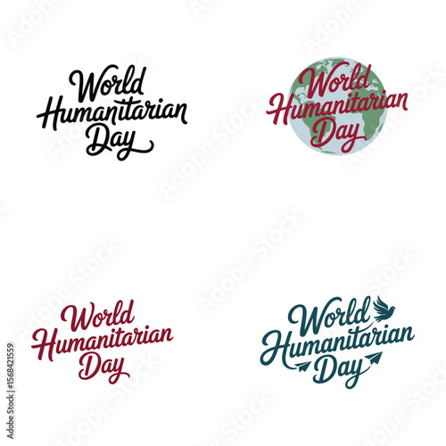 World Humanitarian Day typography with global and avian symbols text