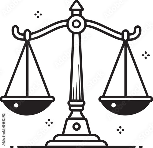 The brass scales of justice, a golden symbol of law and balance, illustrate the concept of legal measurement