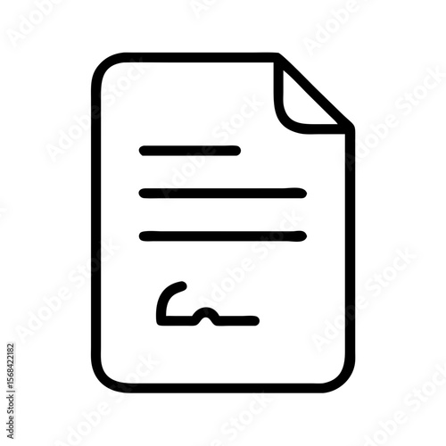  Contract document icon in minimal black line style