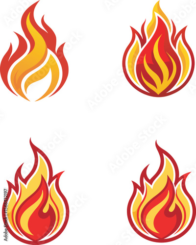 fire flames set