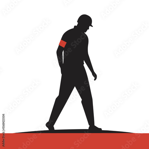 Player Walking Back Pavilion Silhouette
