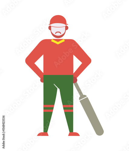 Player Standing With Bat And Pads Silhouette