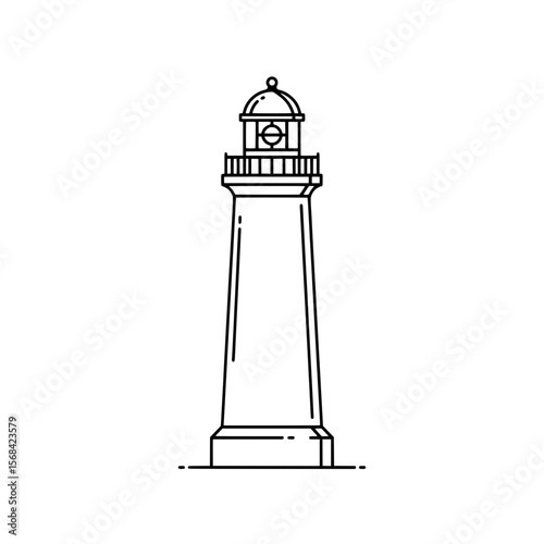 Lighthouse beacon of hope : A detailed black and white illustration showcases a steadfast lighthouse, a symbol of guidance and safety. Its sturdy form stands tall, illuminating the path ahead. 