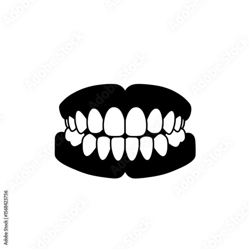 Healthy Teeth Silhouette: A black and white graphic of a set of healthy teeth, highlighting the beauty and form of a perfect, radiant smile. 
