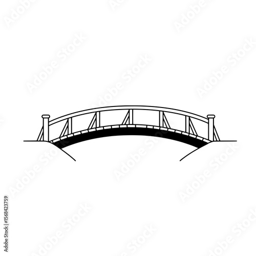 Bridge Archway in Design: A classic bridge, depicted in stark monochromatic lines, gracefully arches over an implied space, a timeless symbol of connection and structure. 