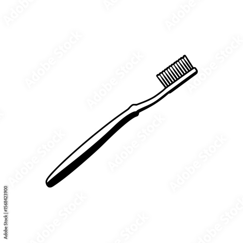 Simple Toothbrush: A sleek, monochromatic depiction of a toothbrush, presented with an emphasis on hygiene.