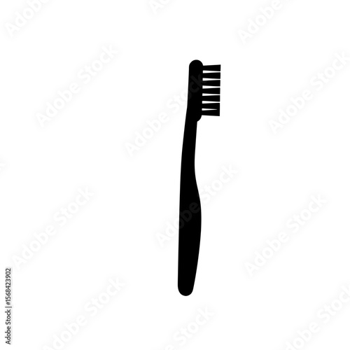 Clean Silhouette: A minimalist black toothbrush illustration, designed to highlight simplicity. Perfect for dental care and hygiene-related materials.