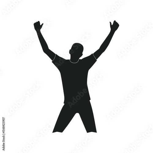 Cricket Bowler Celebrating Big Wicket Silhouette