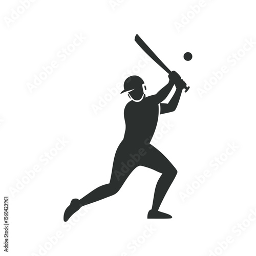 Batsman Playing Elegant Cover Drive Silhouette