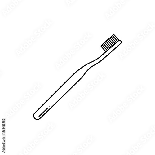 Cleanliness Ritual: A crisp, minimalist line drawing of a pristine toothbrush, symbolizing oral hygiene, perfect for healthcare and dental product themes.