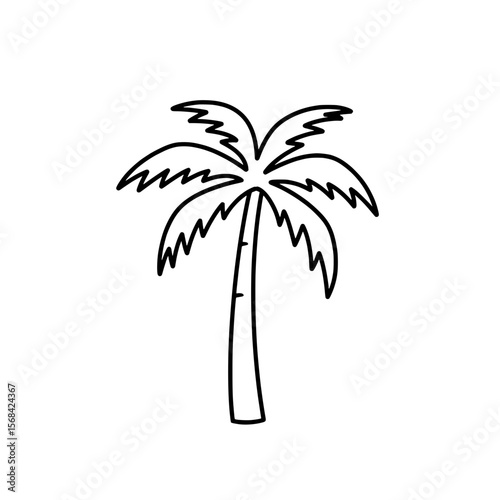 Tropical Silhouette: A stylized outline of a graceful palm tree, a timeless emblem of tropical serenity, invites viewers to envision warm breezes and tranquil shores.