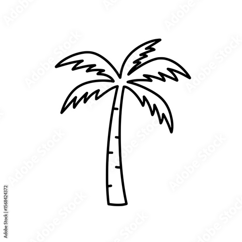 Minimalist Palm Tree: A simplified line drawing of a palm tree showcases its iconic silhouette, ideal for minimalist designs or tropical themes.