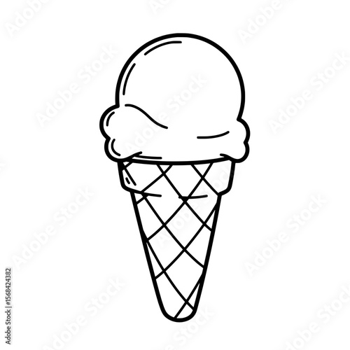 Ice Cream Delight: A simple, yet delightful, line-drawn illustration of an ice cream cone, evoking the sweet anticipation of a refreshing treat.
